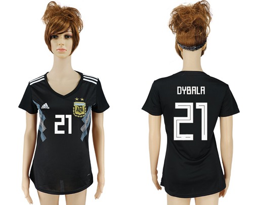 Women's Argentina #21 Dybala Away Soccer Country Jersey